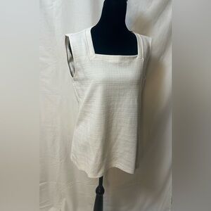 Ann Taylor Ivory Textured Square Neck Knit Top